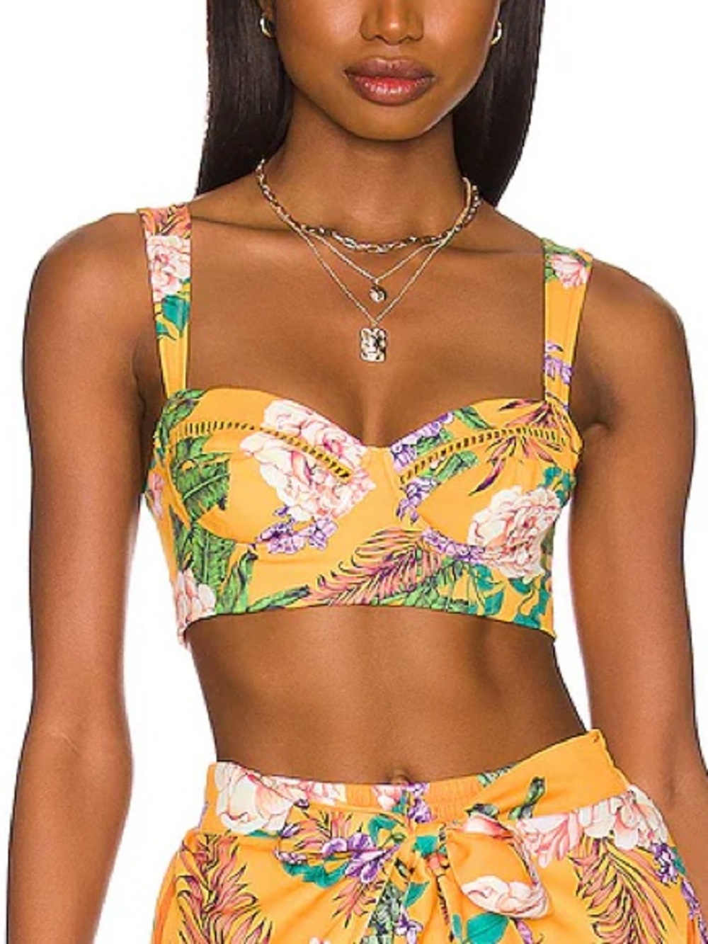 Agua Bendita x REVOLVE Pasiflora Yellow Mango Floral Crop Top